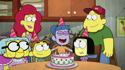 Cartoon Characters Celebrating Birthday GIF
