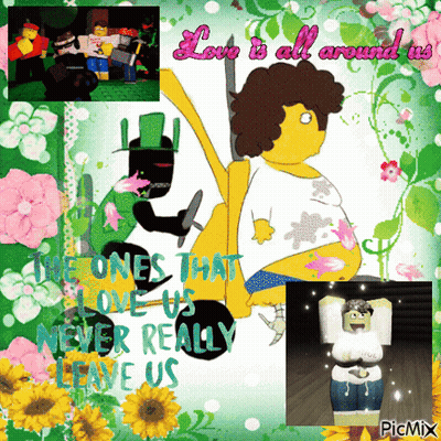 Cartoon Characters Collage Love Is All Around Us GIF