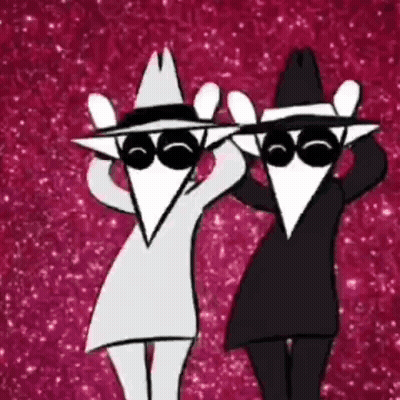 Cartoon Characters Dancing In Hats And Sunglasses GIF