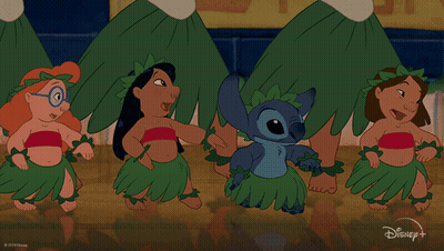 Cartoon Characters Dancing With Disney Logo GIF