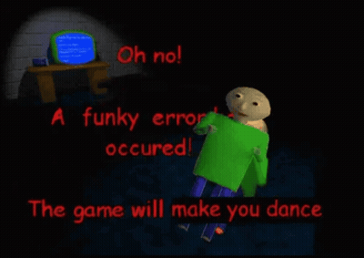 Cartoon Characters Dancing With Funky Error Message GIF