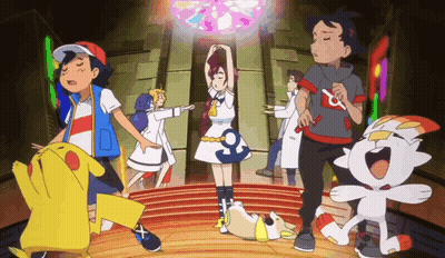 Cartoon Characters Dancing With Pokemon Letter A GIF