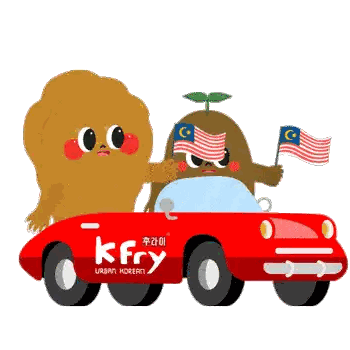 Cartoon Characters Driving Red Car Sticker