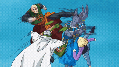 Cartoon Characters Fighting One Wearing K Shirt GIF