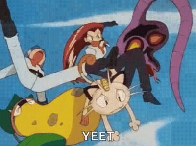Cartoon Characters Flying With Yeets GIF