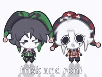 Cartoon Characters Frisk And Roni Standing Together GIF