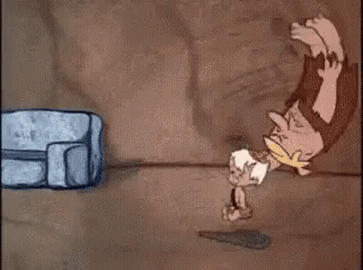Cartoon Characters Handstand In Cave GIF