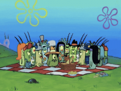 Cartoon Characters Having A Picnic GIF