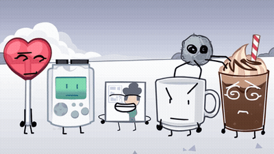Cartoon Characters Heart Game Boy Coffee Cup GIF
