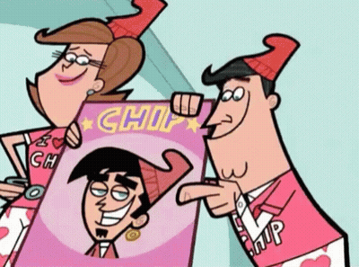 Cartoon Characters Holding Chip Magazine GIF