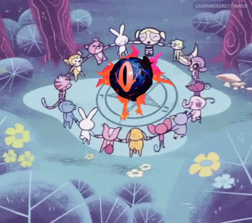 Cartoon Characters Holding Hands In Circle GIF