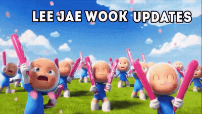 Cartoon Characters Holding Pink Bats With Lee Jae Wook Updates GIF