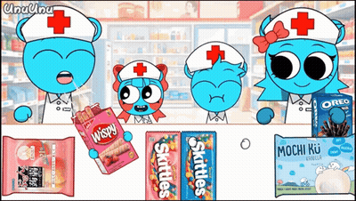 Cartoon Characters Holding Skittles And Oreos GIF
