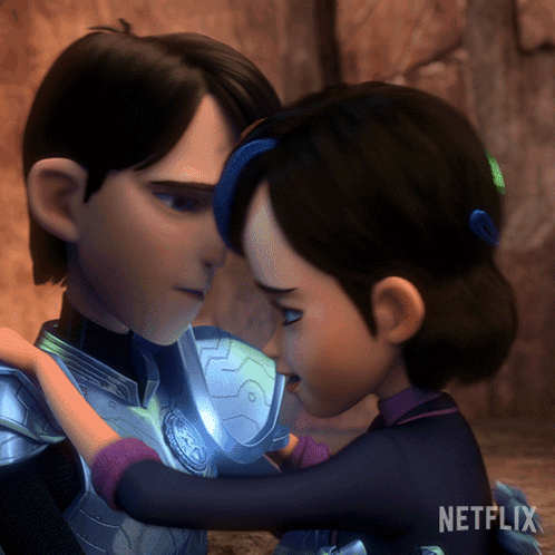 Cartoon Characters Hugging Netflix Logo GIF
