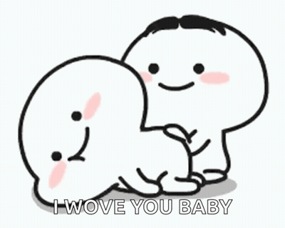 Cartoon Characters Hugging Saying I Wove You Baby GIF