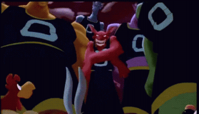 Cartoon Characters In Black Jerseys With Zero Numbers GIF