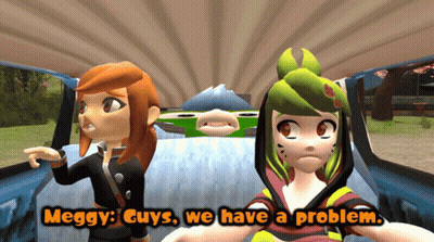 Cartoon Characters In Car Saying Meggy Guys We Have A Problem GIF