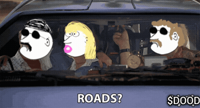 Cartoon Characters In Car Saying Roads S Dood GIF