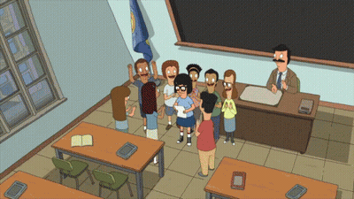 Cartoon Characters In Classroom With Teacher GIF