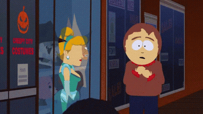 Cartoon Characters In Creepy City Costumes GIF