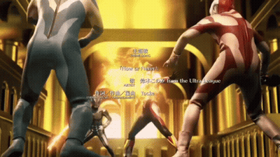 Cartoon Characters In Hallway With Ultra League GIF