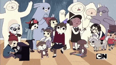 Cartoon Characters In Room With CN Logo GIF
