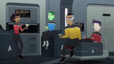Cartoon Characters In Room With Letter A GIF