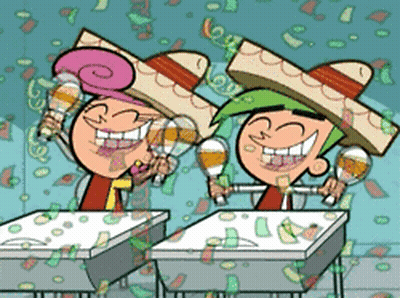 Cartoon Characters In Sombreros Holding Maracas And Beer GIF