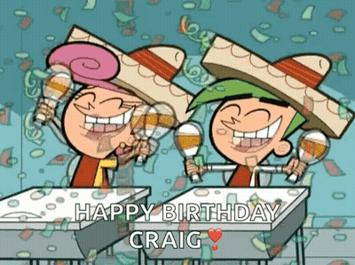 Cartoon Characters In Sombreros Holding Maracas Happy Birthday Craig GIF
