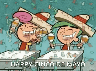 Cartoon Characters In Sombreros Holding Maracas GIF