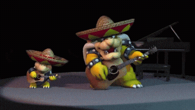 Cartoon Characters In Sombreros Playing Guitars GIF