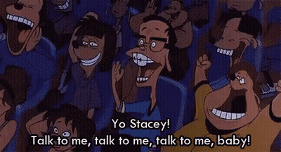 Cartoon Characters Laughing In Stadium GIF