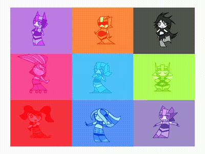 Cartoon Characters Lined Up GIF