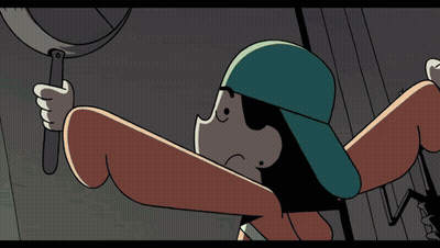 Cartoon Characters Looking At Clock Through Magnifying Glass GIF