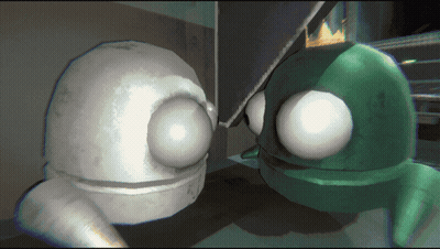 Cartoon Characters Looking At Each Other With Crown GIF