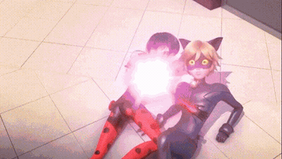 Cartoon Characters Lying On Floor With Light Coming Out GIF