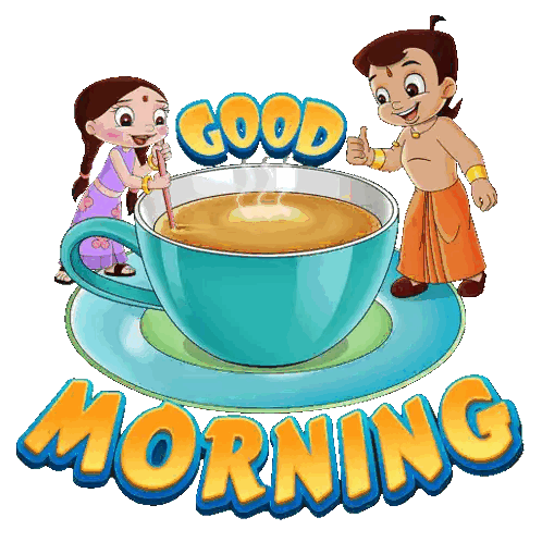 Cartoon Characters Next To Coffee Sticker