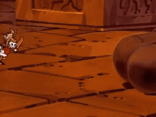 Cartoon Characters Next To Large Foot GIF