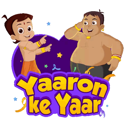 Cartoon Characters Next To Yaaron Ke Yaar Sign Sticker