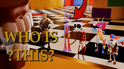 Cartoon Characters On Checkered Floor Saying Who Is This GIF