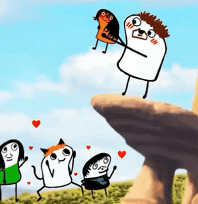 Cartoon Characters On Cliff GIF