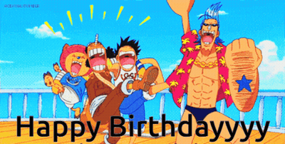 Cartoon Characters On Deck Saying Happy Birthday GIF