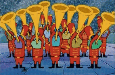 Cartoon Characters Playing Brass Instruments GIF