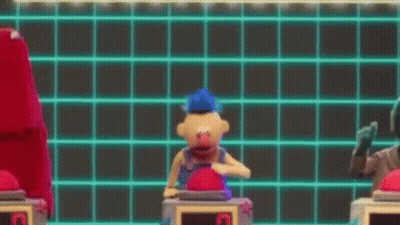 Cartoon Characters Playing Game With Buttons