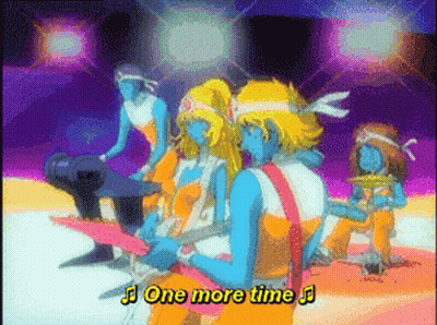 Cartoon Characters Playing Guitars Singing One More Time GIF