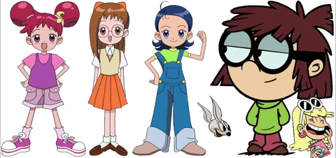 Cartoon Characters Posing For Photo GIF