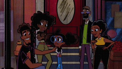 Cartoon Characters Posing With I Am A Giant Shirt GIF