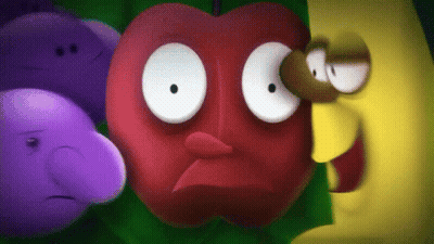 Cartoon Characters Red Apple Yellow Banana