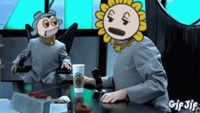 Cartoon Characters Sitting At Table GIF
