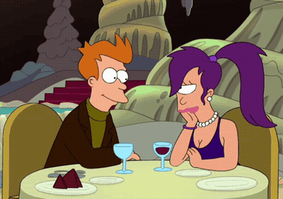 Cartoon Characters Sitting At Table With Wine GIF